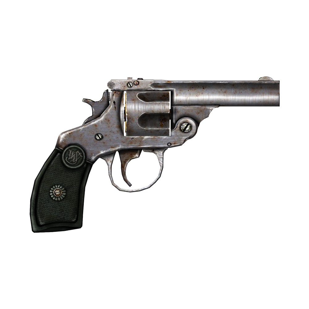 A silver gun with black handle and a white background